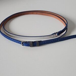 CLUB MONACO | Double wrap leather belt navy snakeskin silver sz XS